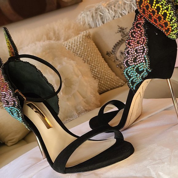 Sophia Webster Rainbow Evangeline Rhinestone Crystal Angel Wing Sandal Sz 40 - Picture 14 of 16